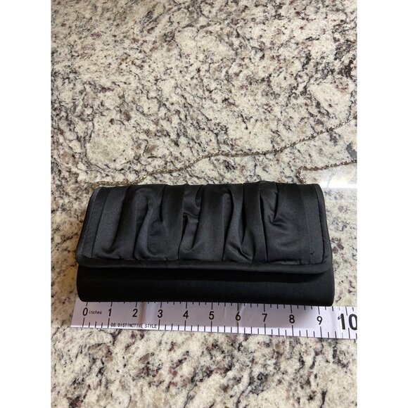Charming Charlie Black Satin Pleated Clutch Purse - Picture 2 of 5